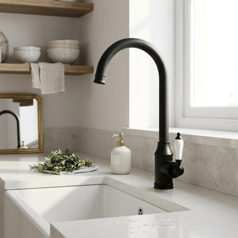 Aquanello Heritage Manor Klassieke Keuken Nostalgische Keukenkraan Zwart BL-9001-HM